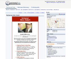 Beispielprofil eines Rechtsanwaltes auf Anwalt.de