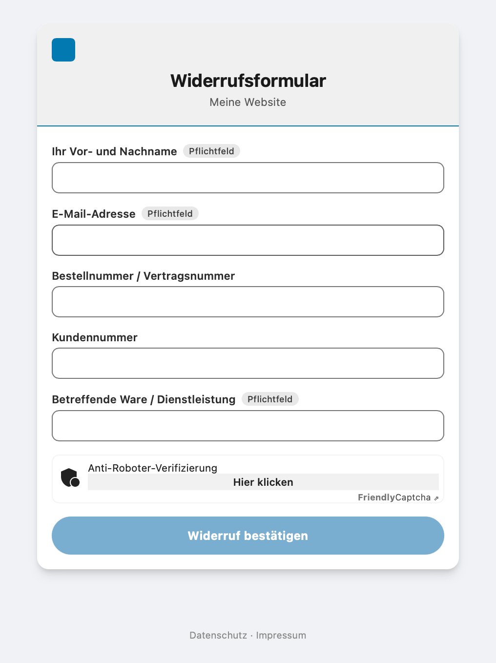 Screenshot Widerrufsbutton